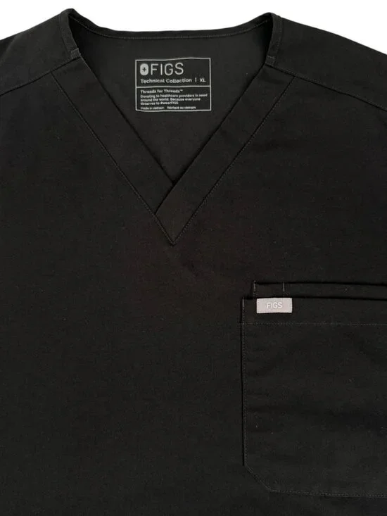 FIGS Leon Scrub Top Mens XL Black Medical V Neck Healthcare Uniform - Picture 4 of 7